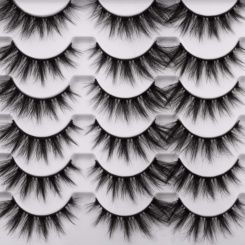 Cat Eye Lashes Pack Wispy 3D Faux Mink Lashes 18 mm False Eyelashes Soft Reusable Handmade Fake Eyelashes, 12 Pairs Pack by Pawotence
