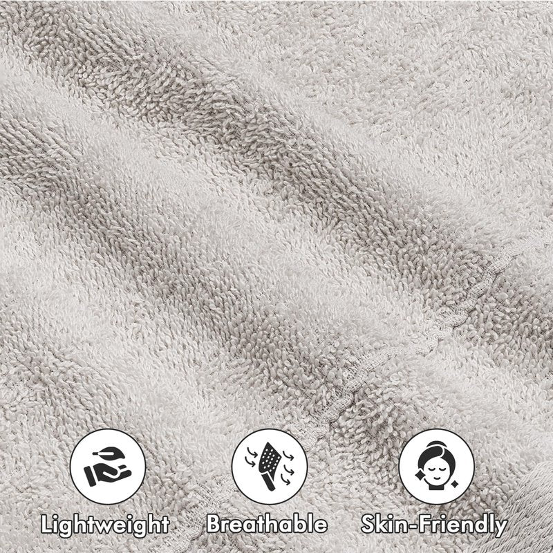 Novo Home Face Towels Pack of 12 – 100% Cotton Wash Cloths (12x12 inch) – Soft, Quick Dry & Highly Absorbent Hand Towels for Bathroom, Spa, Gym, Kitchen and for Daily Use - (Light Grey)