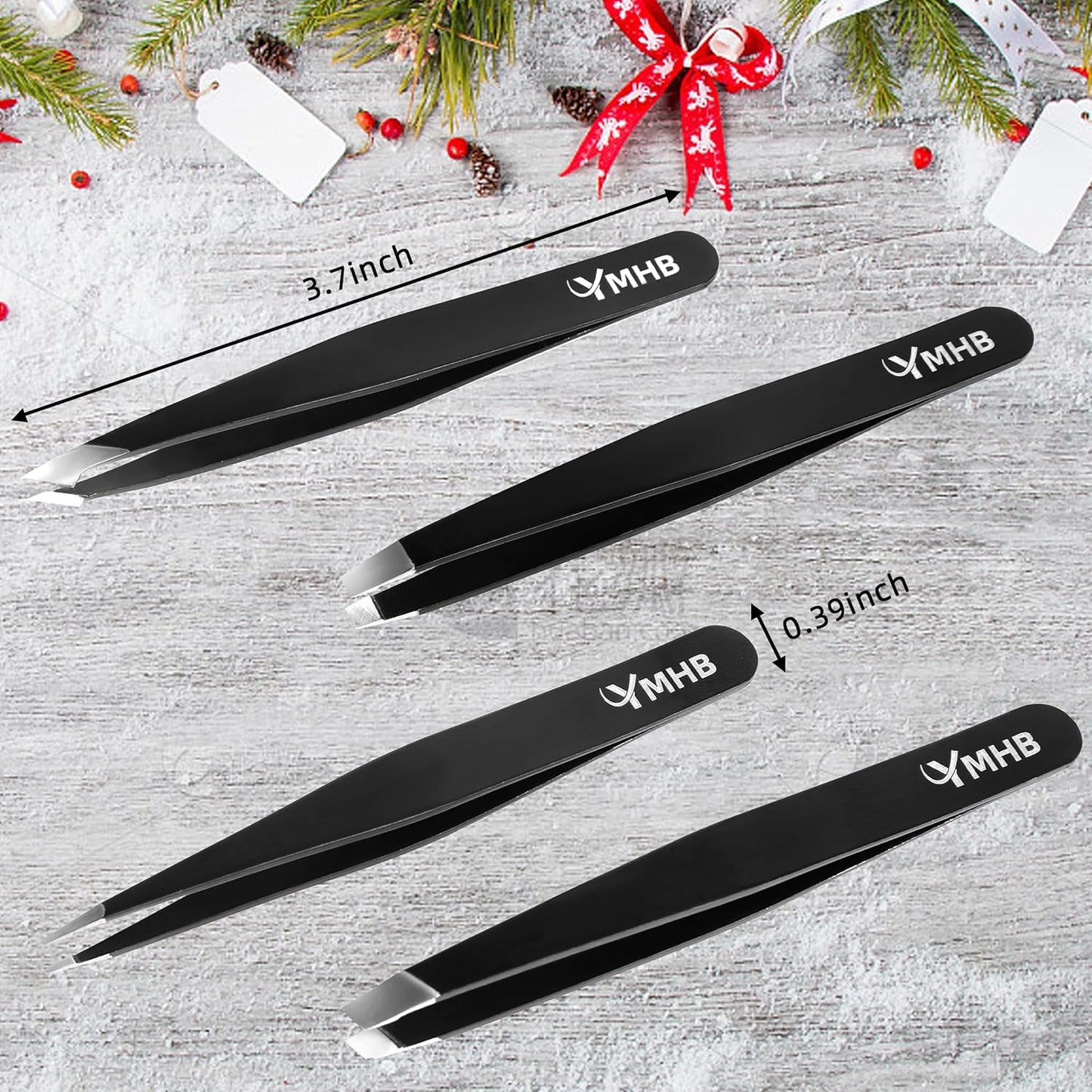 Skiennix Tweezers Set - 4-Piece Stainless Steel Eyebrow Tweezers for Precision Facial Hair Removal | Perfect Gift for Women and Men