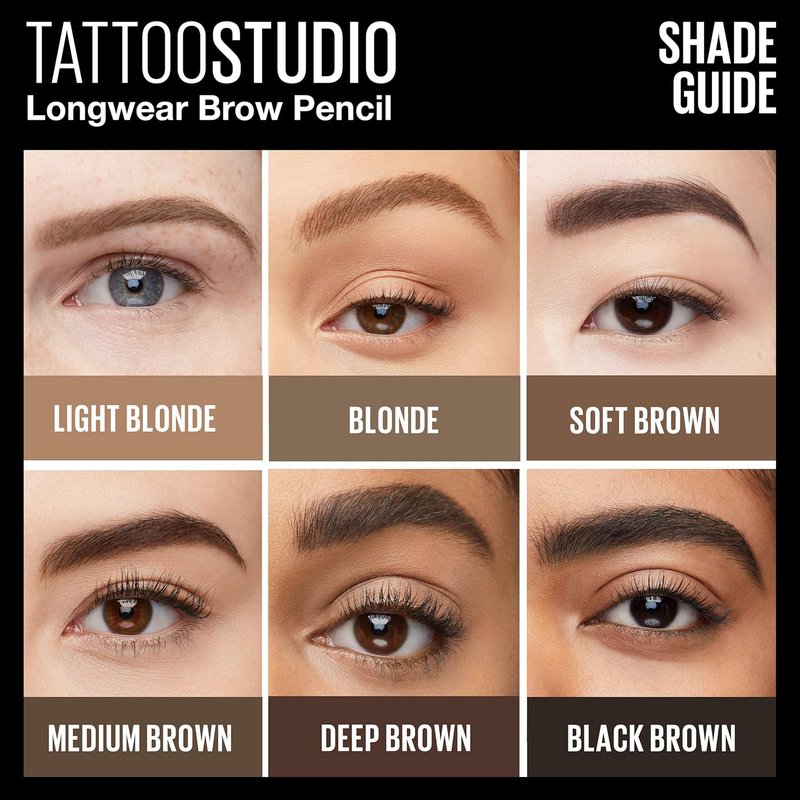 Maybelline TattooStudio Waterproof Eyebrow Pencil - Longwear, Pigmented Soft Brown | 1 Count