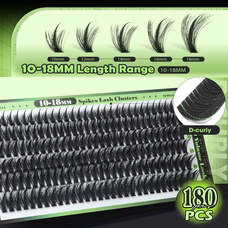Lash Clusters with Spikes Manga Eyelash Clusters Fluffy Cluster Eyelash Extensions Spiky10-18MM D-curly Wispy Cluster Lashes Volume Eye Lash Clusters Soft Individuals Lashes by Newcally