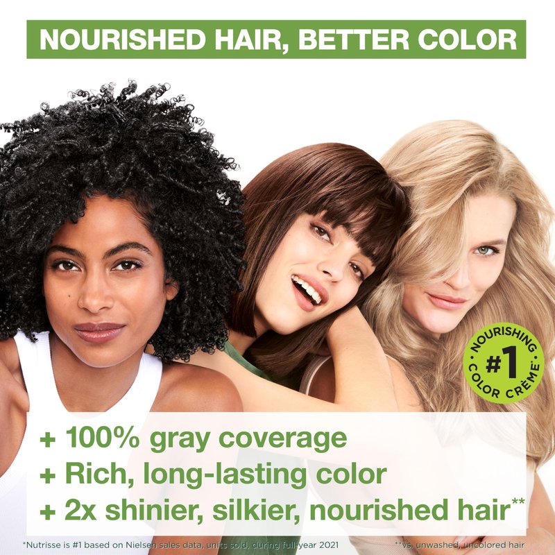 Garnier Nutrisse Ultra Crème Hair Color, Permanent Hair Dye with 100% Gray Coverage, Vegan & Cruelty-Free, 51 Medium Ash Brown (Cool Tea), 2 Count