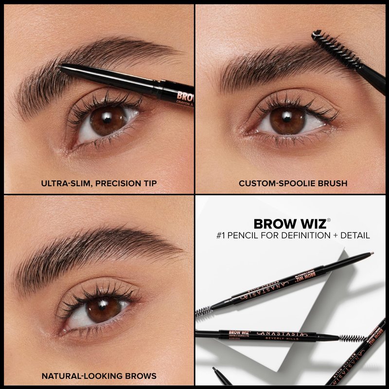 Anastasia Beverly Hills Brow Wiz - Ultra-Slim Retractable Eyebrow Pencil for Hair-Like Strokes, Natural Precision Definition, Longwear Waterproof Smudge-Proof for Filling & Shaping Brows - Dark Brown