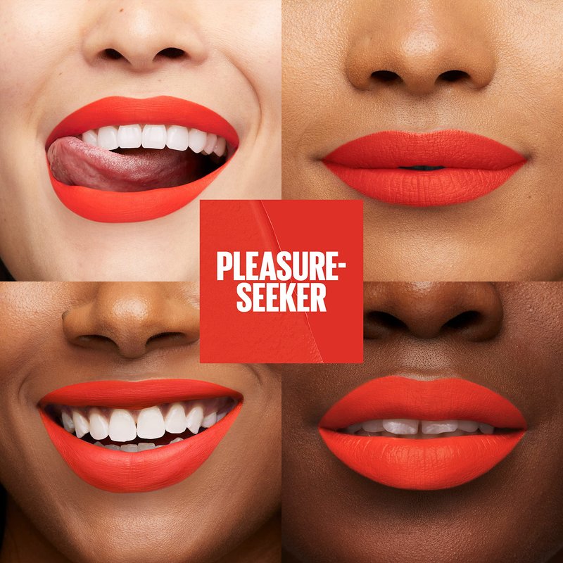 MAYBELLINE Super Stay Matte Ink Liquid Lip Color, Moodmakers Lipstick Collection, Long Lasting, Transfer Proof Lip Makeup, Pleasure Seeker, Red, 1 Count (Pack of 2)