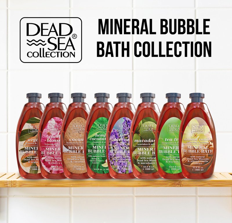 Dead Sea Collection Bubble Bath with Argan for Women and Men - Argan Oil and Pure Dead Sea Minerals - Nourishing and Moisturizing Skin - Pack of 2 (67.6 fl.oz)