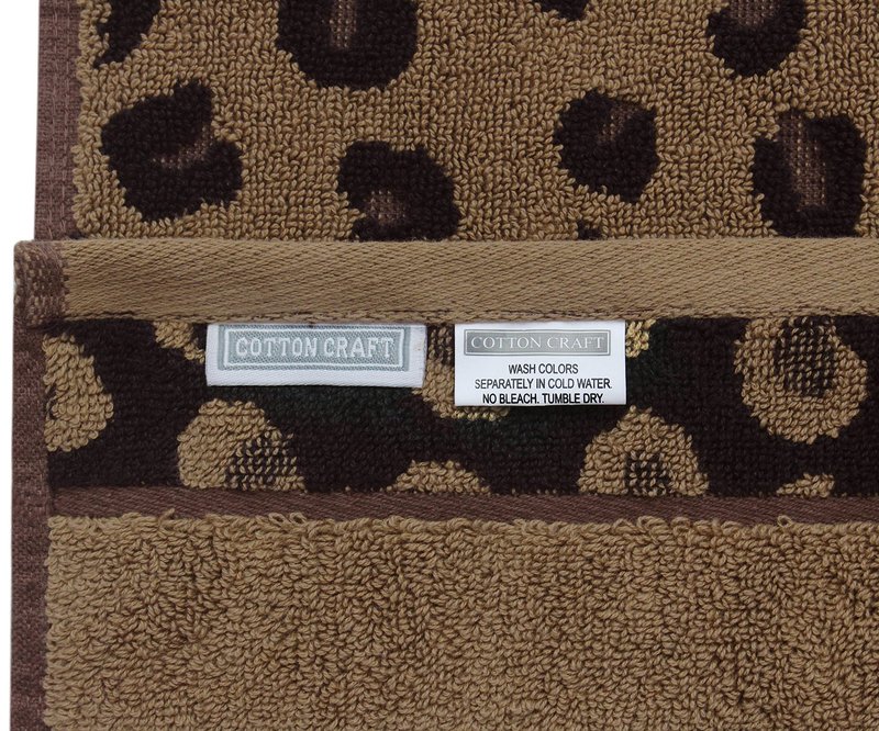COTTON CRAFT 6 Piece Towel Set - Animal Print Leopard Cheetah Africa Safari 100% Cotton Jacquard 2 Bath Towel, 2 Hand Towel, 2 Washcloth Soft Absorbent Luxury Decorative Guest Towel Bathroom Towel Set
