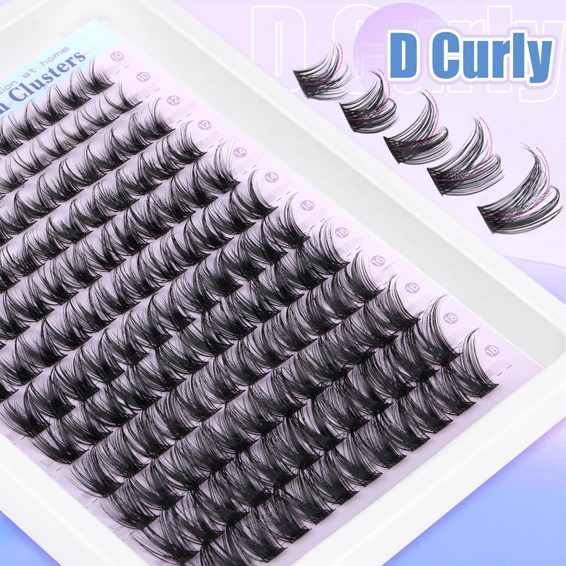 Lash Clusters Wispy Lash Extension D-curly Eyelash Clusters Natural Look 10-18mm Cluster Eyelash Extensions 144Pcs Volume Individual Lashes Spiky Cluster Lashes Manga by Newcally