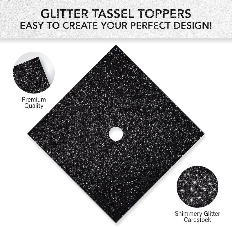 Premium Glitter Heavyweight Construction Paper - DIY Grad Cap Decorations | 5 Sheets, Black