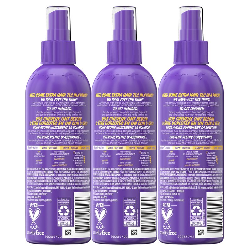 Aussie Hair Insurance Leave-In Conditioner Spray: Moisturizing Frizz Control & Detangler with Jojoba Oil (8 Fl Oz Each, 3-Pack)