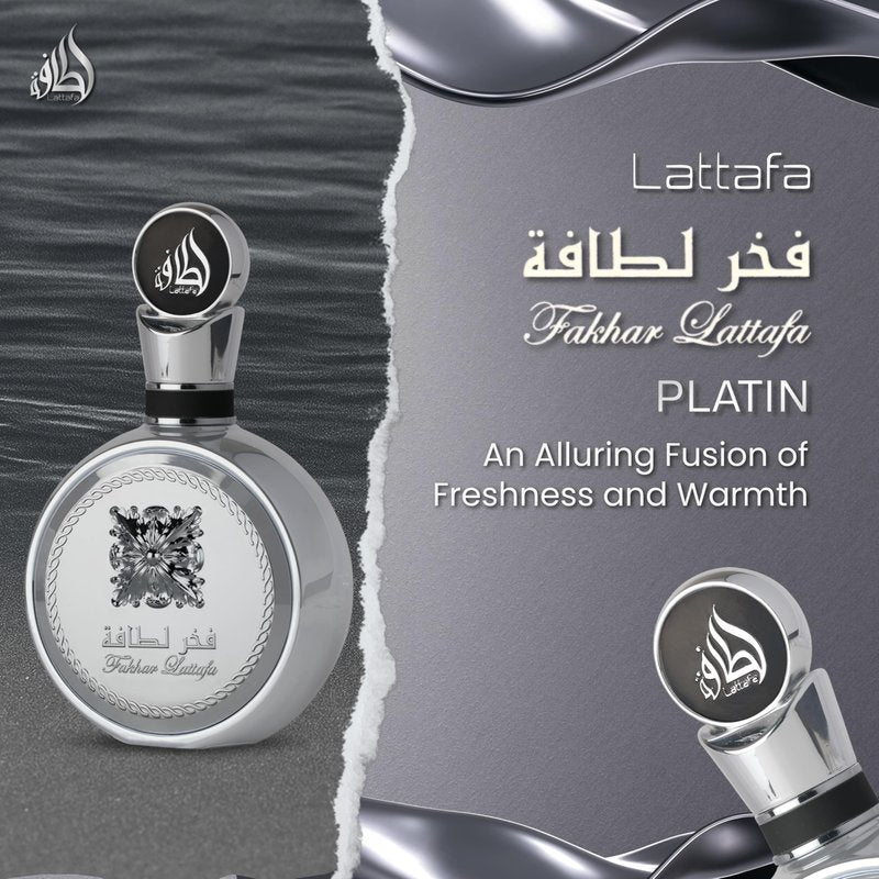 Lattafa Fakhar Platin – Citrus, Spicy, Aromatic, Woody – Eau de Parfum Spray Long-Lasting Fragrance for Unisex, 3.4 Ounce / 100 ml
