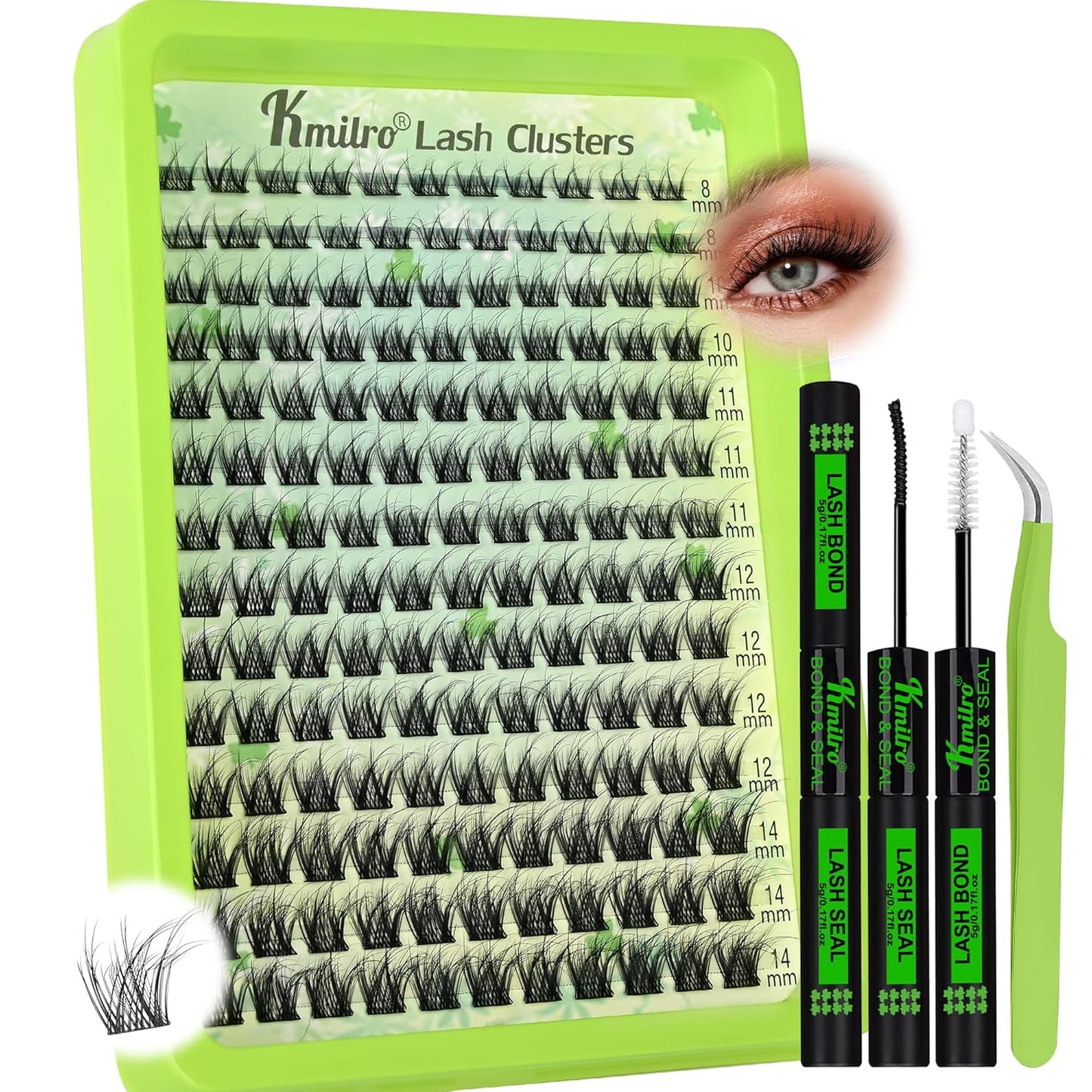Spider Lash Clusters Kit - 154pcs C Curly Wispy Individual Lashes | 8-14mm Super Soft DIY Extensions