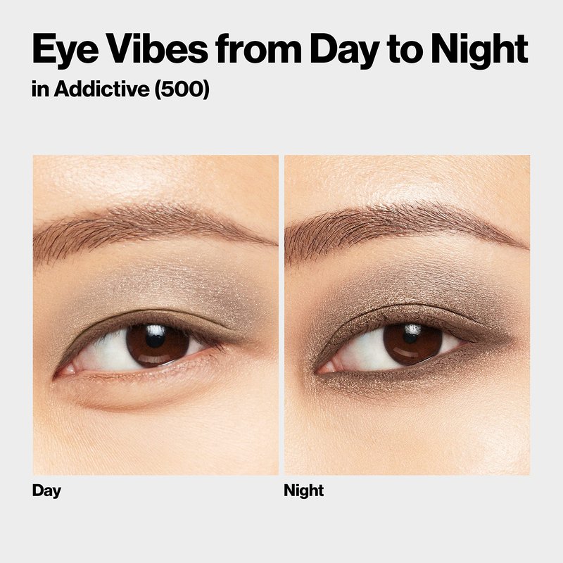 Revlon ColorStay Day to Night Eyeshadow Quad, Longwear Shadow Palette with Transitional Shades and Buttery Soft Feel, Crease & Smudge Proof, 500 Addictive, 0.16 oz