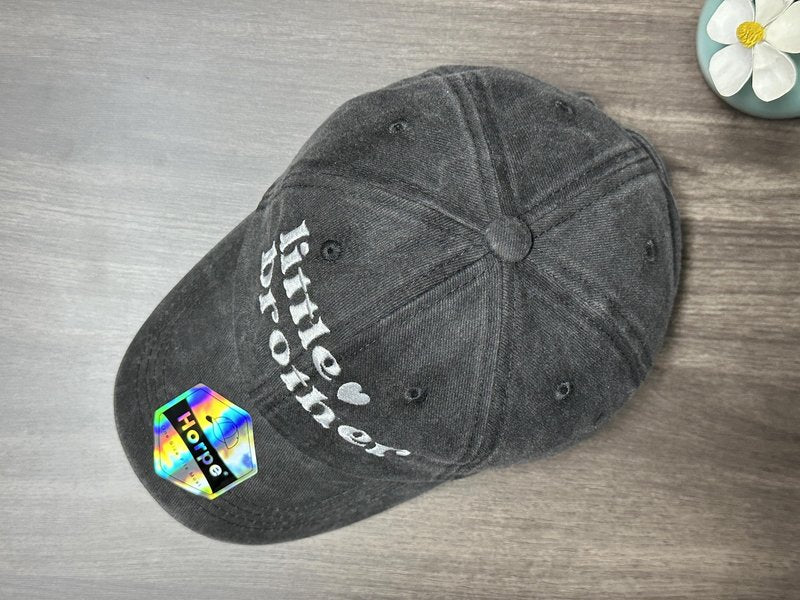 Horpe Little Brother Hat for Boys, Lil Bro Gifts for Kid Child, Pride Baseball Cap for Sibling, Embroidered Adjustable Cotton Black Hat