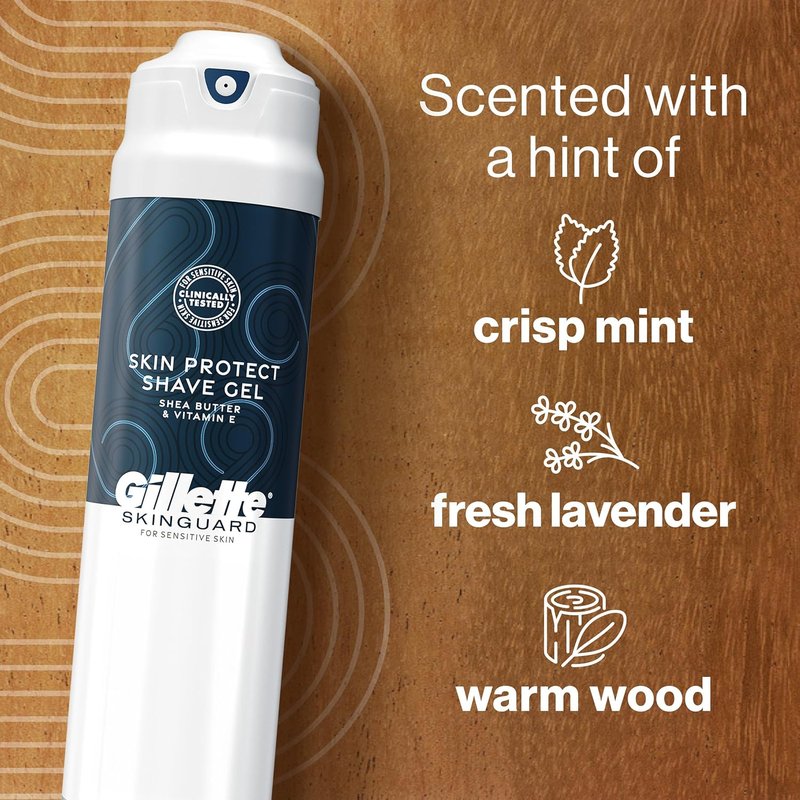 Gillette Shave Gel for Men - SkinGuard Formula with Shea Butter & Vitamin E | 7 oz