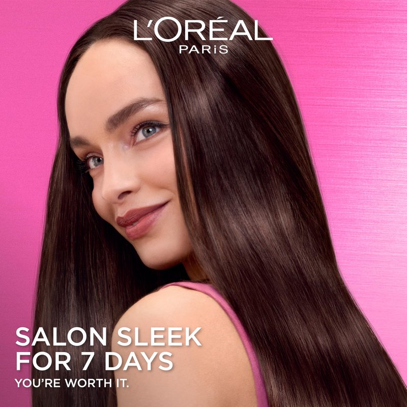 L'Oreal Paris Sulfate Free Iron Sleek Smoothing Conditioner, Frizz Control and Humidity-Resistant Formula with Alpha-Acids for Frizzy Hair, EverPure Hair Care, 6.8 Fl Oz