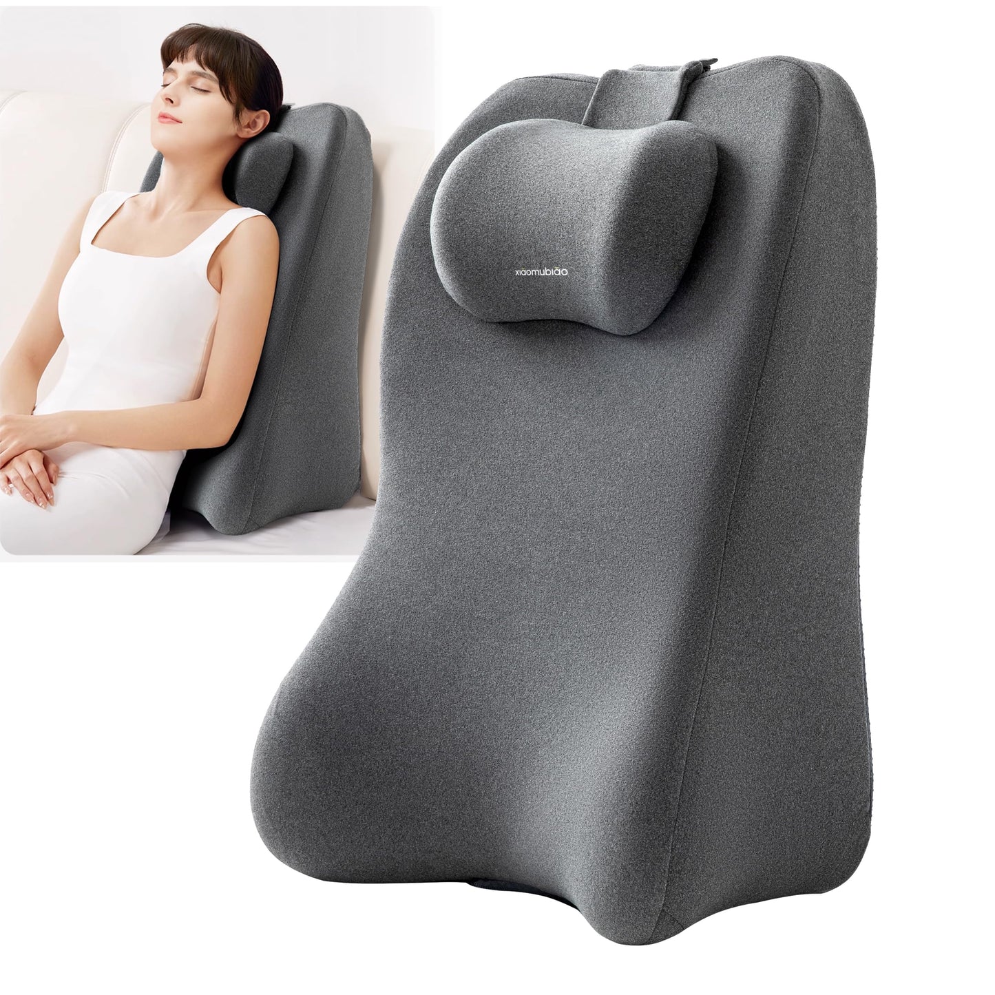 xiaomubiao Reading Pillow, Lumbar Support Pillow for Couch, Sofa Bed Support, Bed Pillow for Sitting up,Ergonomic Memory Foam Pillow for Acid Reflux & Back Discomfort, with Removable Cover Gray