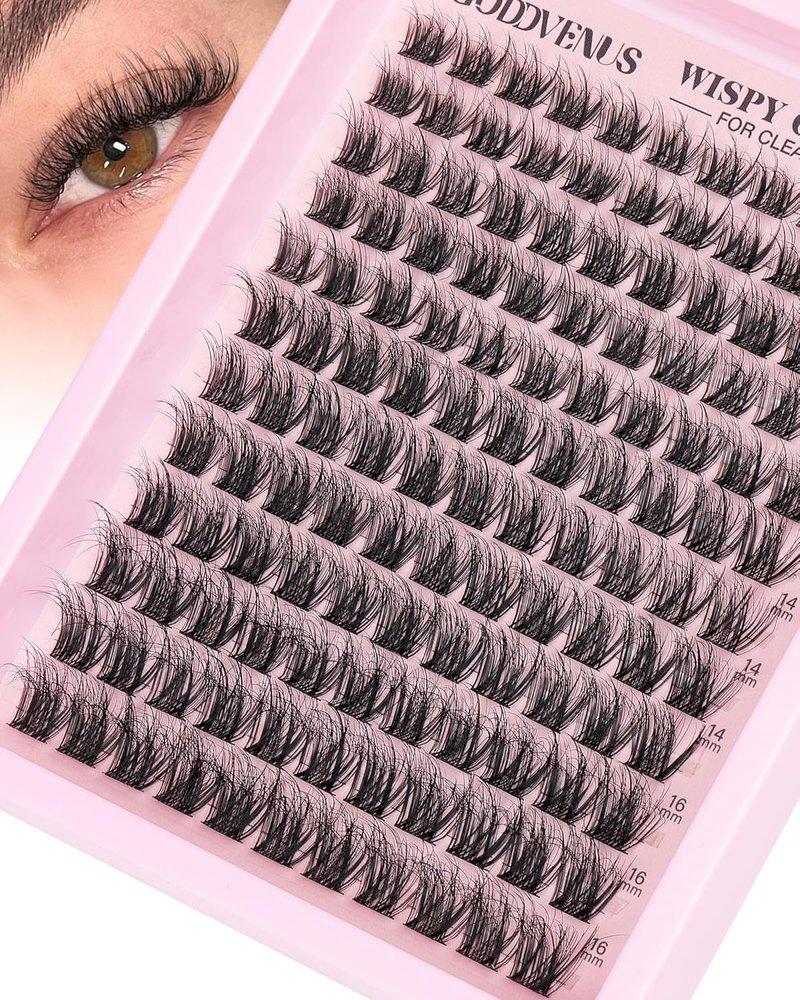 Goddvenus Wispy Lash Clusters - Natural Fluffy Eyelash Extensions | CD Curl, 10-16mm, 132pcs
