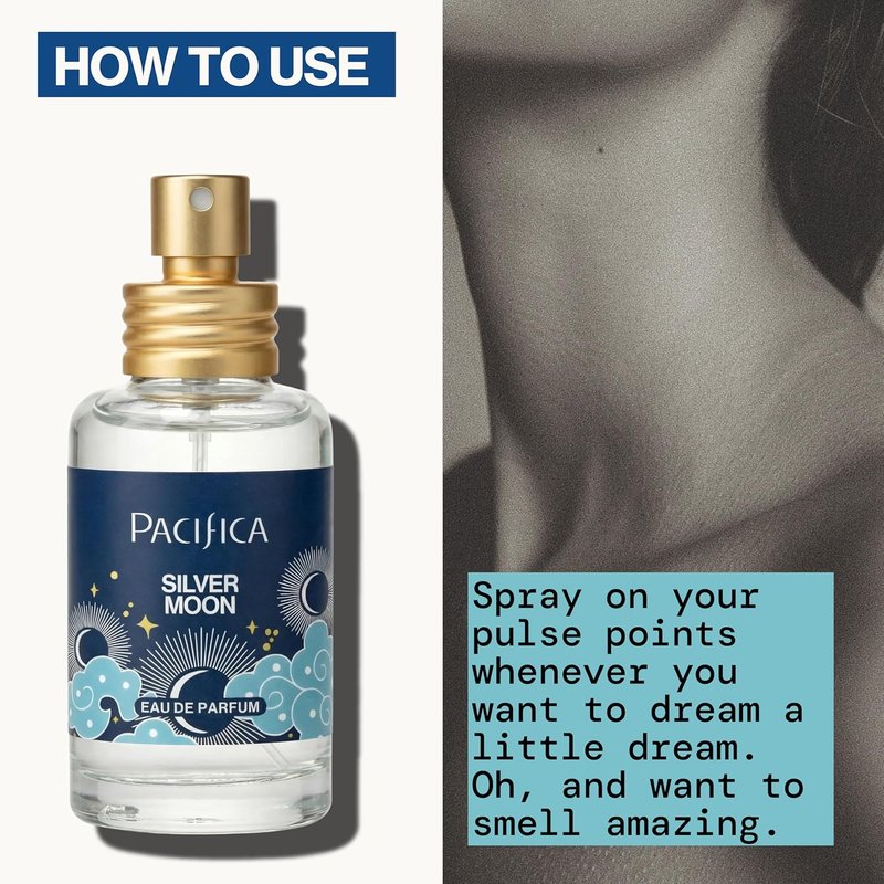 Pacifica Silver Moon Perfume - Long-Lasting Warm Vanilla & Almond Fragrance for Women | 1oz, Vegan & Cruelty-Free