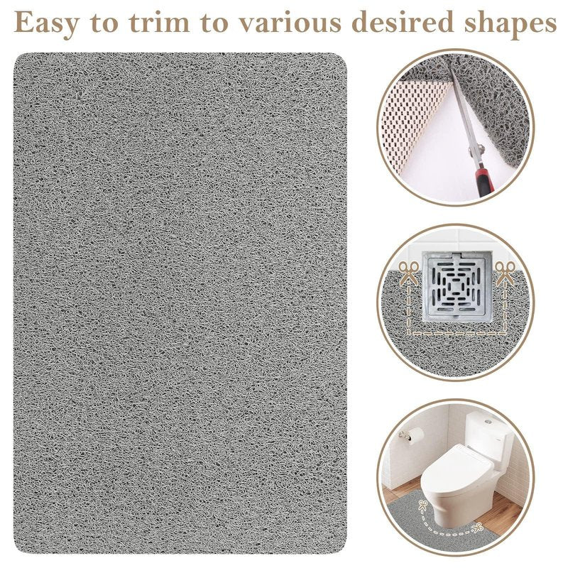 PVC Loofah Shower/Bathtub Mat Non-Slip, 24x16 inch, Soft Tub Mat with Drain, for Tub and Bathroom,Quick Drying,Grey