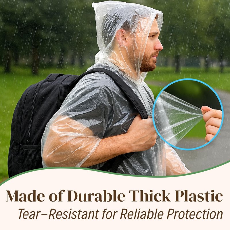 Evelots Rain Poncho for Adults - Disposable Clear Raincoat with Hood - 20 Pack, Unisex, Lightweight & Waterproof for Camping, Travel, Emergencies – Clear