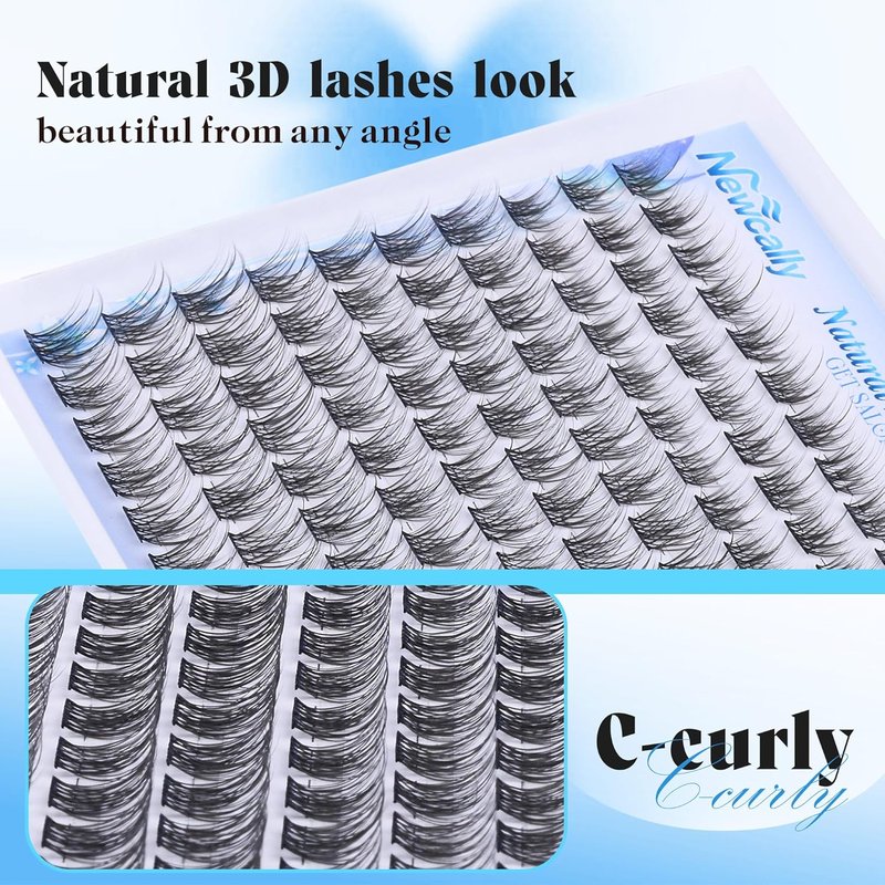 Natural Lash Clusters - C-Curly Short Individual Eyelash Extensions | Wispy 10-14mm DIY Lashes