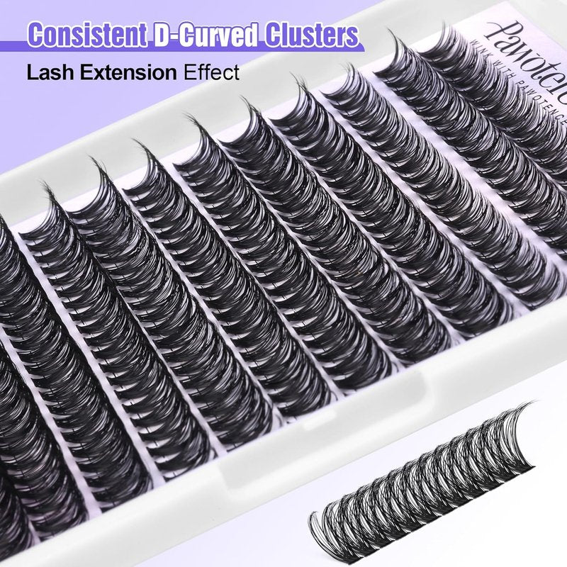 Pawotence Lash Clusters 40D 280pcs Cluster Eyelash Extensions 9-16mm Mix Eyelash Clusters Lash Extension Individual Lashes for Self Application (40D, 0.07D, 9-16mm)