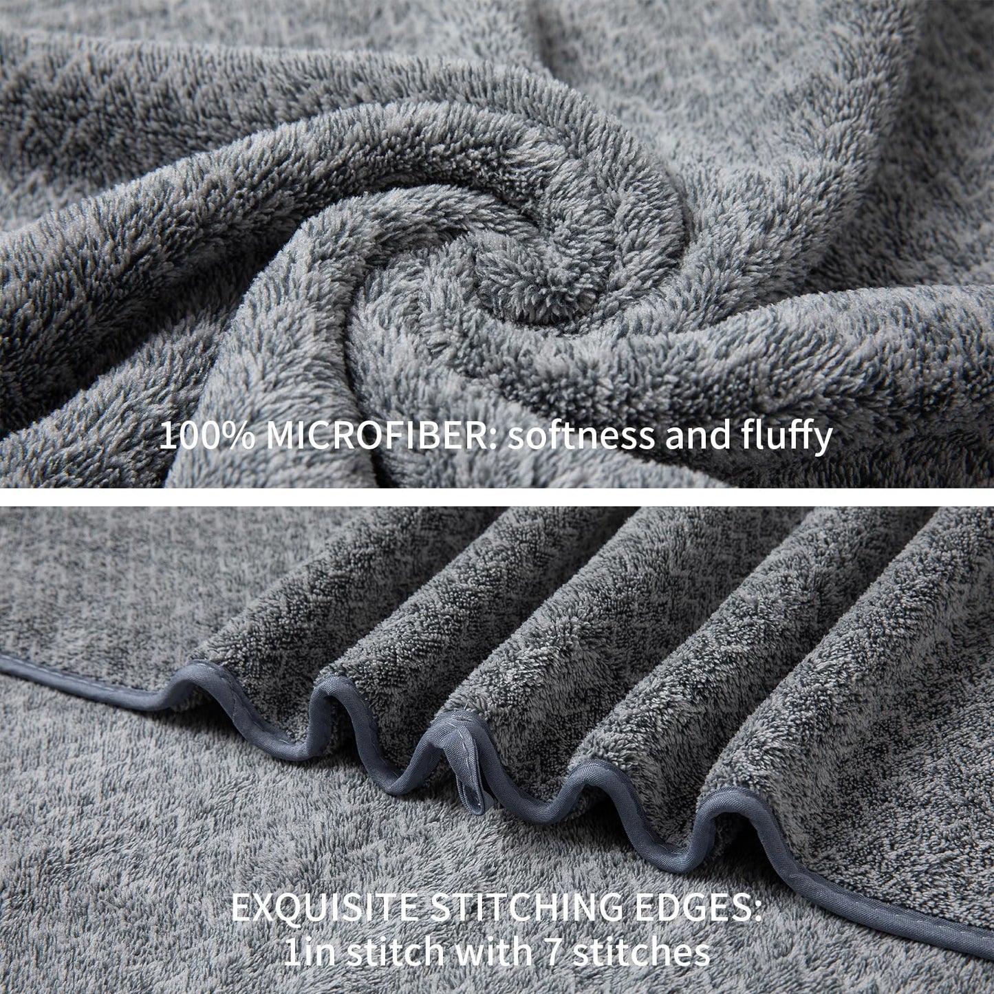 Ultra Soft Bath Towel Set,12 Piece (4 Bath Towels,4 Hand Towels,4 Washcloths) Family Bathroom Towels Set with Hanging Loop,Quick Dry Extra Absorbent Shower Towel for Bathroom,Hotel,Spa-Dark Gray