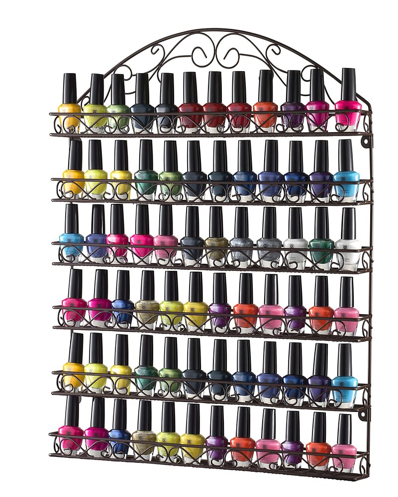 Home-it Large Nail Polish Rack Wall Mounted Metal Nail Polish Organizer, Holds up to 102 Bottles, 20x24 inch Unbreakable Metal Frame (Bronze)
