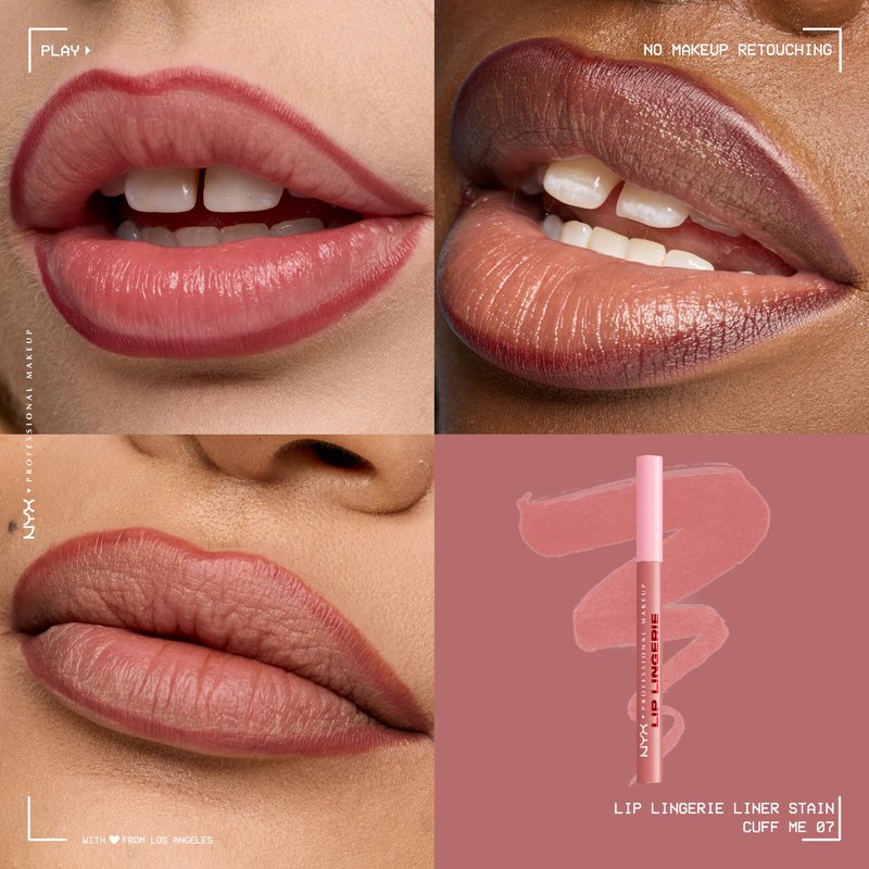 NYX PROFESSIONAL MAKEUP Lip Lingerie Liner Stain, Seamless Make Up with All-Day Stain, Waterproof Lip Stain Finish - Cuff Me