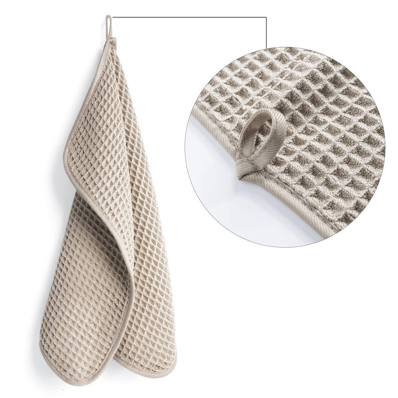 POLYTE 430 GSM Microfiber Lint Free Washcloth Face Towel, 13 x 13 in, 4 Pack (Waffle Weave)