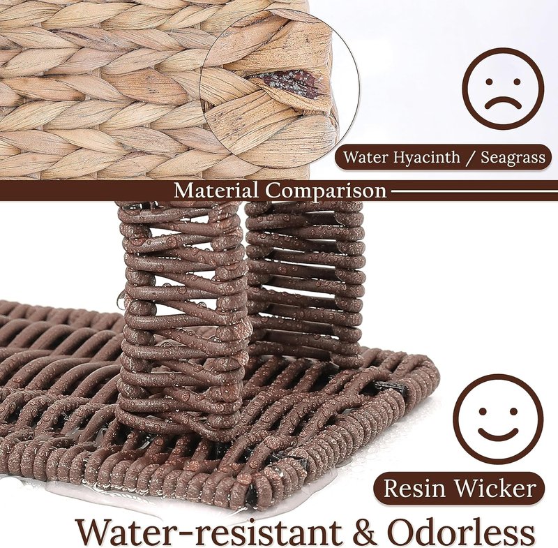 Rustic Paper Napkin Holder - Upright Dinner Napkin Dispenser | Dark Brown Resin Wicker Design