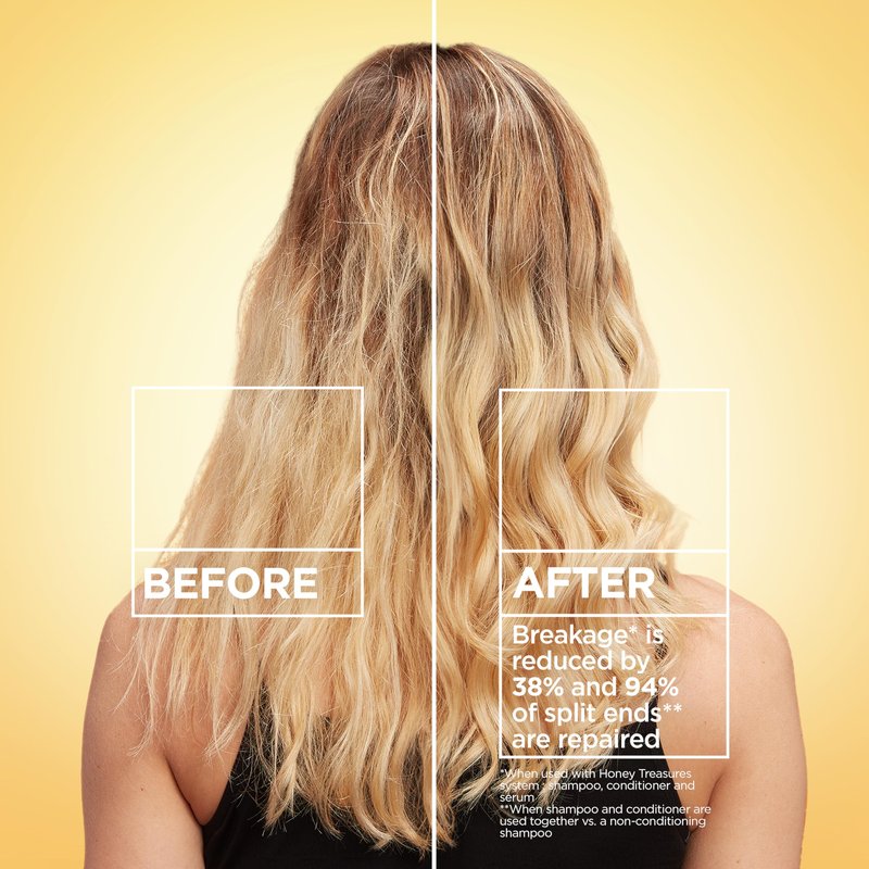 Garnier Whole Blends Honey Treasures Repairing Shampoo, Hair Repair Formula for Dry, Damaged Hair with Acacia, Manuka, and Lavender Honeys, 28 Fl Oz (Packaging May Vary)