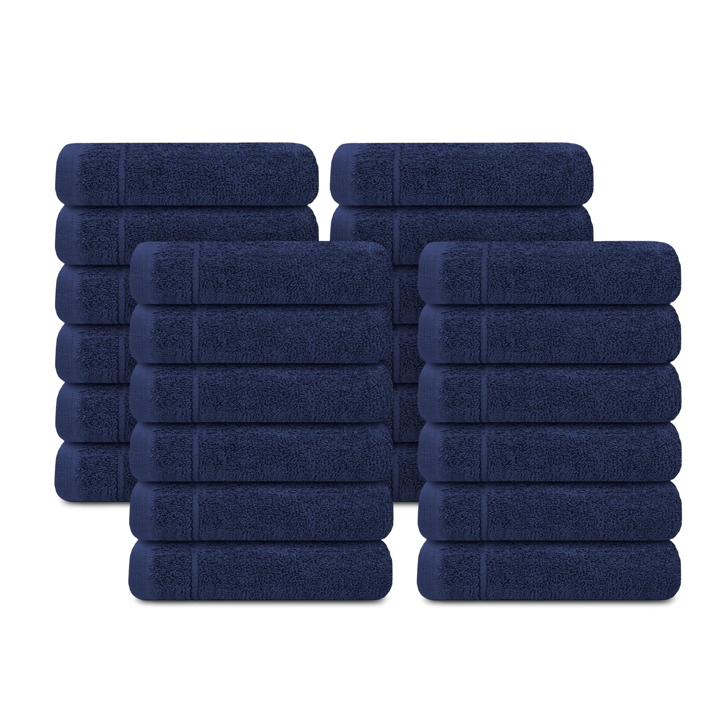 Tens Towels Pack of 24 Washcloths, 12 x 12 Inches, Lighter Weight, Quick to Dry, Super Soft & Absorbent, Gentle Face Towels, Hotel Quality, Perfect for Bathroom, Gym, Spa (Navy, 24 Pack)