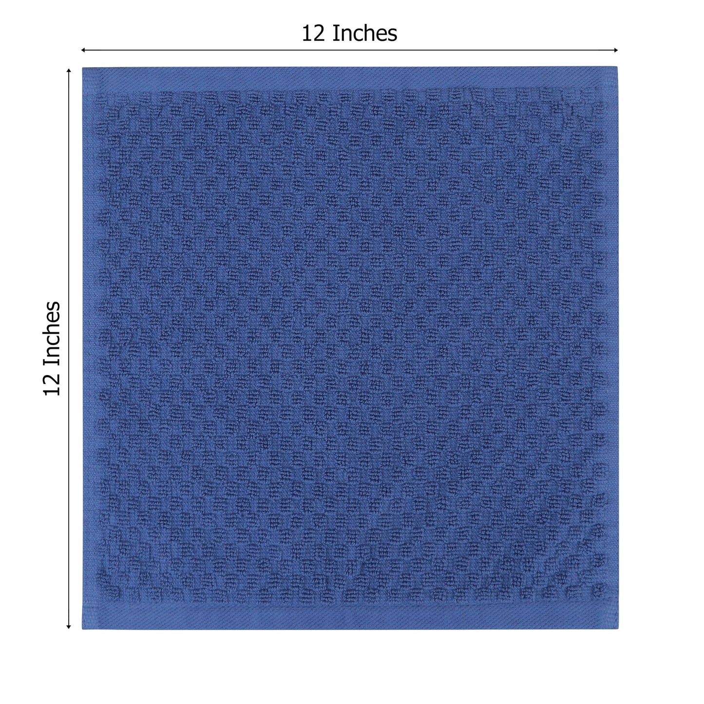 COTTON CRAFT Euro Spa Waffle Wash Cloth - Set of 12 Luxury Pure Ringspun Cotton Waffle Weave Bathroom Face Towel - Everyday Absorbent Hotel Gym Shower Beach Kitchen Travel Dorm - 12x12 inches - Blue