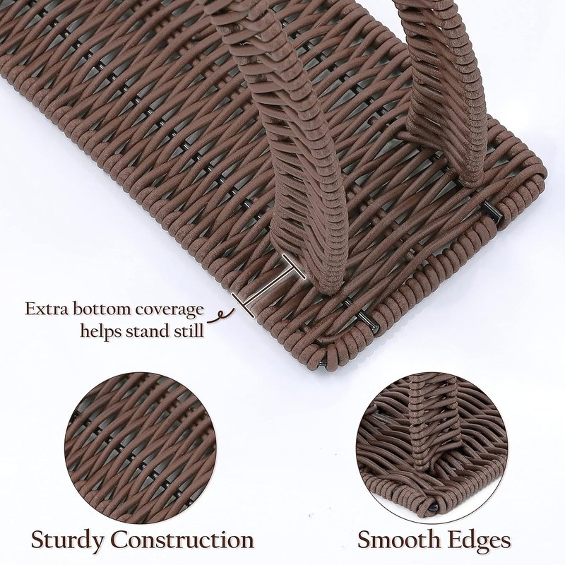 Rustic Paper Napkin Holder - Upright Dinner Napkin Dispenser | Dark Brown Resin Wicker Design