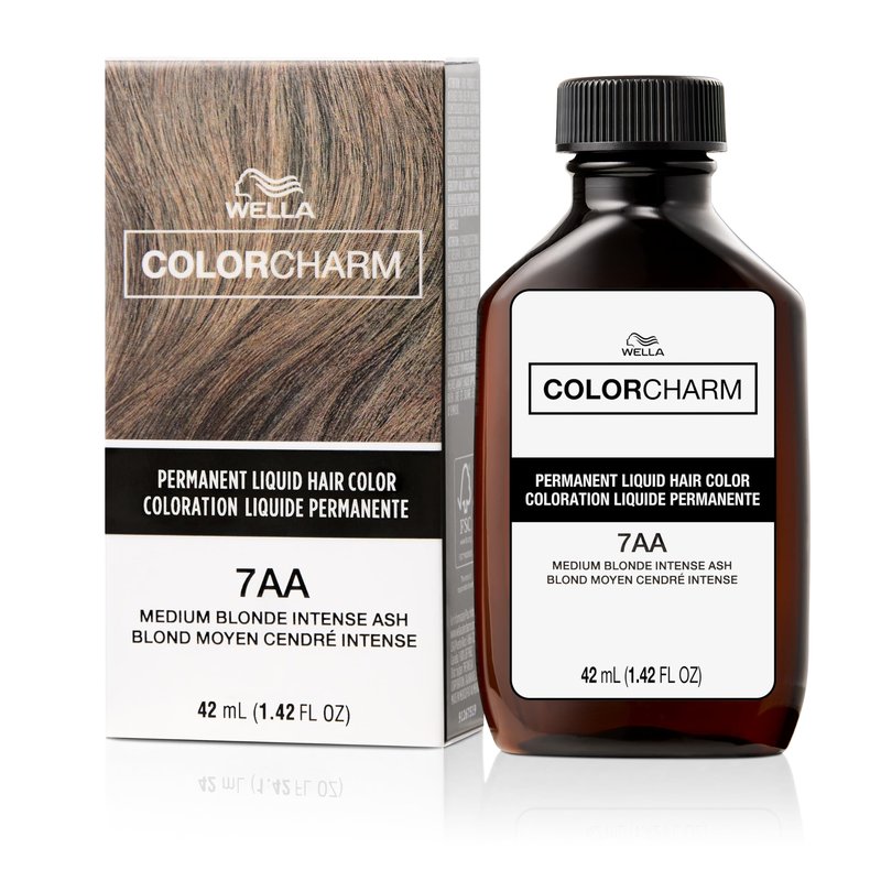 COLORCHARM Permanent Liquid Hair Color | 7AA Med Blonde Intense Ash | Up to 100% Gray Coverage | 1.42 Fl Oz