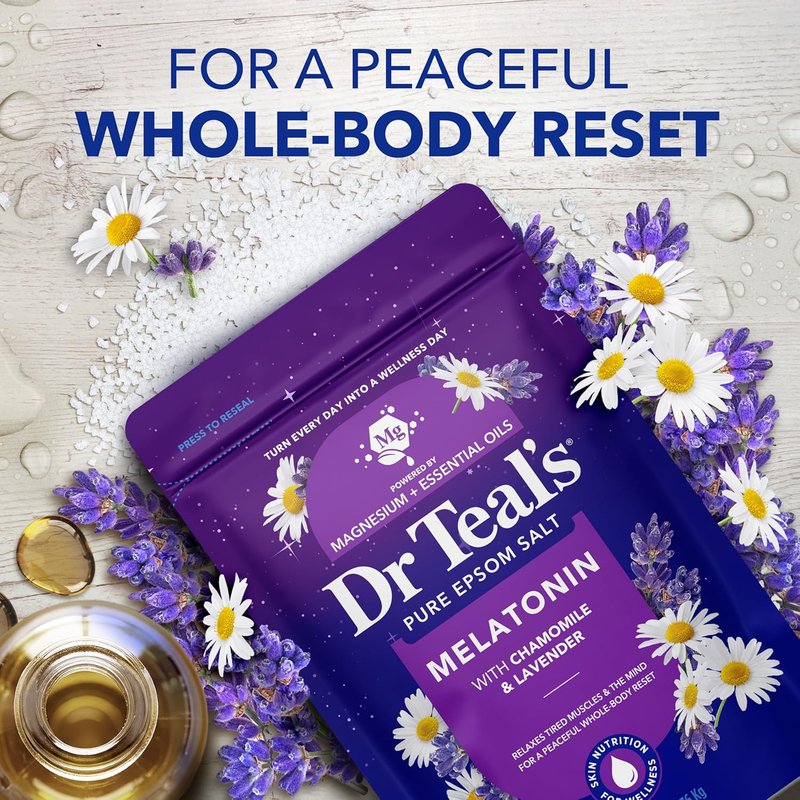 Dr Teal's Epsom Salt Sleep Soak - Melatonin & Essential Oils | 3 lb (Pack of 4)