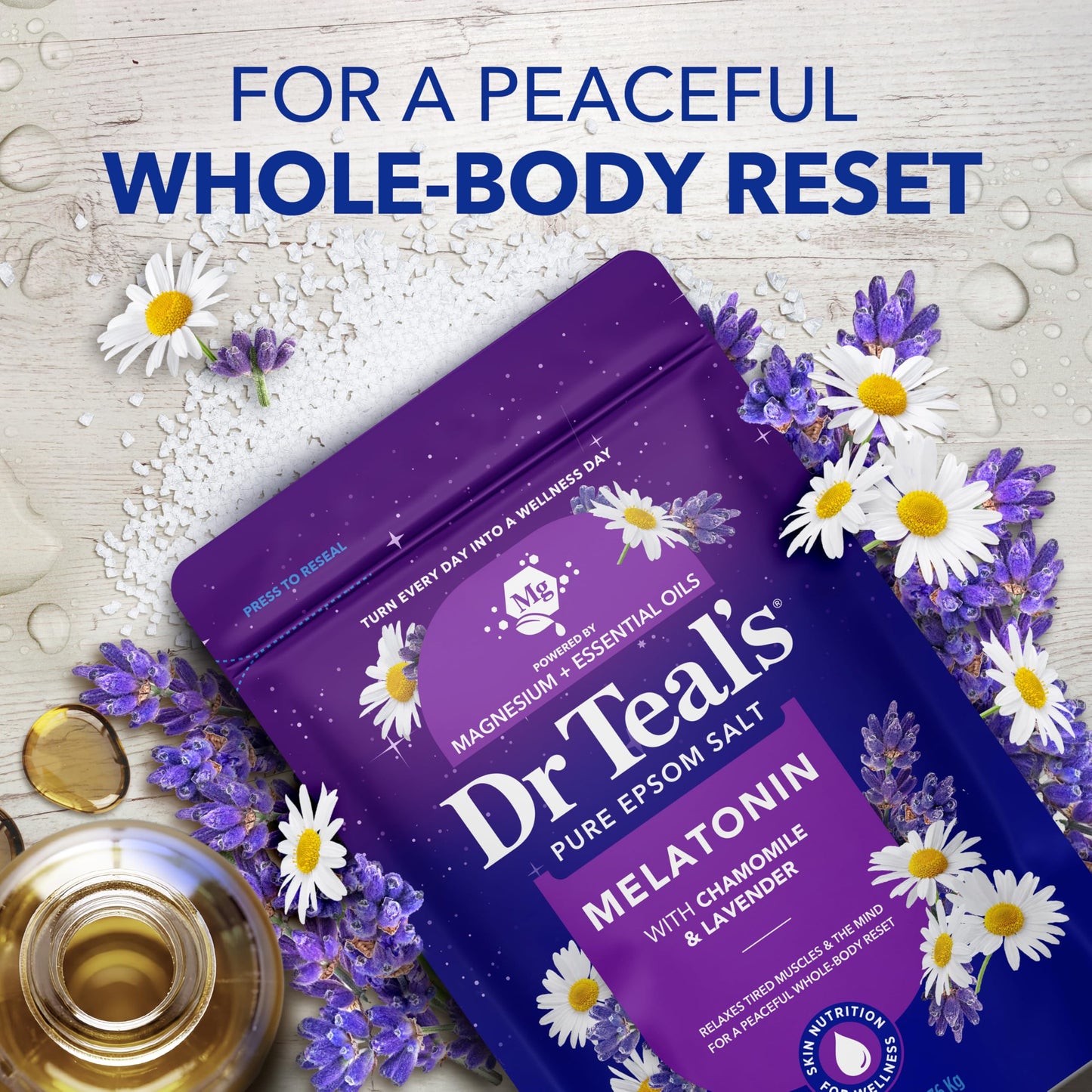 Dr Teal's Pure Epsom Salt, Melatonin Sleep Soak with Essential Oil Blend, 3 lb (Pack of 4)