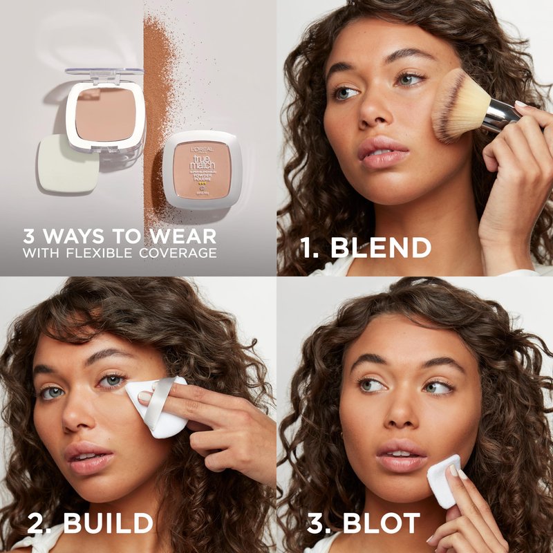 L'Oreal Paris True Match Super Blendable Oil Free Powder Foundation, N4 Light Medium, 0.33 oz, Packaging May Vary
