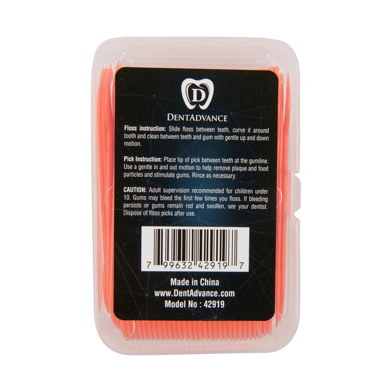 DentAdvance Original Dental Floss Picks - Easy Reach Back Teeth | Tooth Flossers |Orange, Unflavored, 70 ct, w/Travel Case