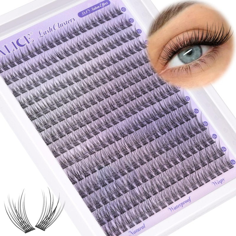 Natural Lash Clusters Wispy Lash Extensions Short 10-14mm DIY Cluster Eyelash Extension C-Curly 280pcs Soft Thin Band Individual Lashes by ALICE