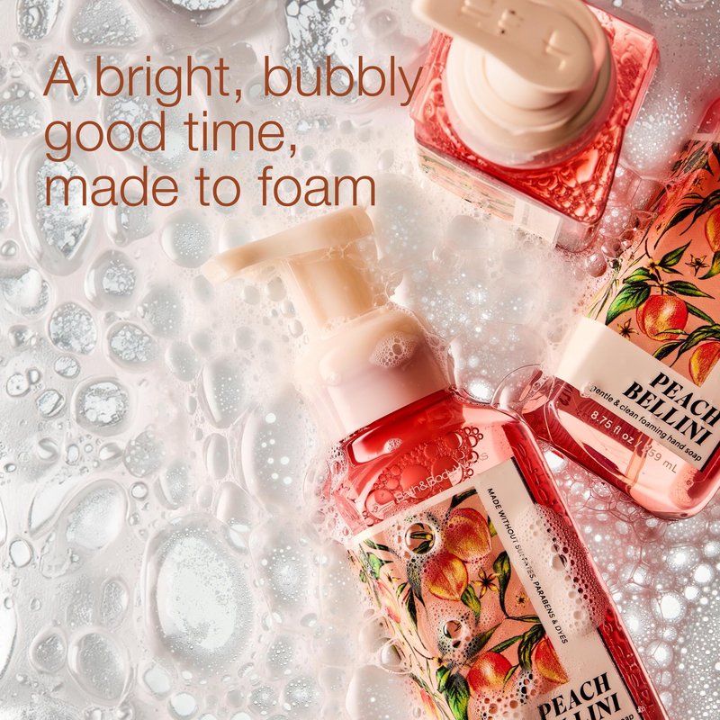 Bath & Body Works Peach Bellini Gentle & Clean Foaming Hand Soap - Germ-Cleansing Hand Soap with Gentle Cleansing & Conditioning Formula - Dermatologist Approved - Thoughtful Gift - 3-Pack