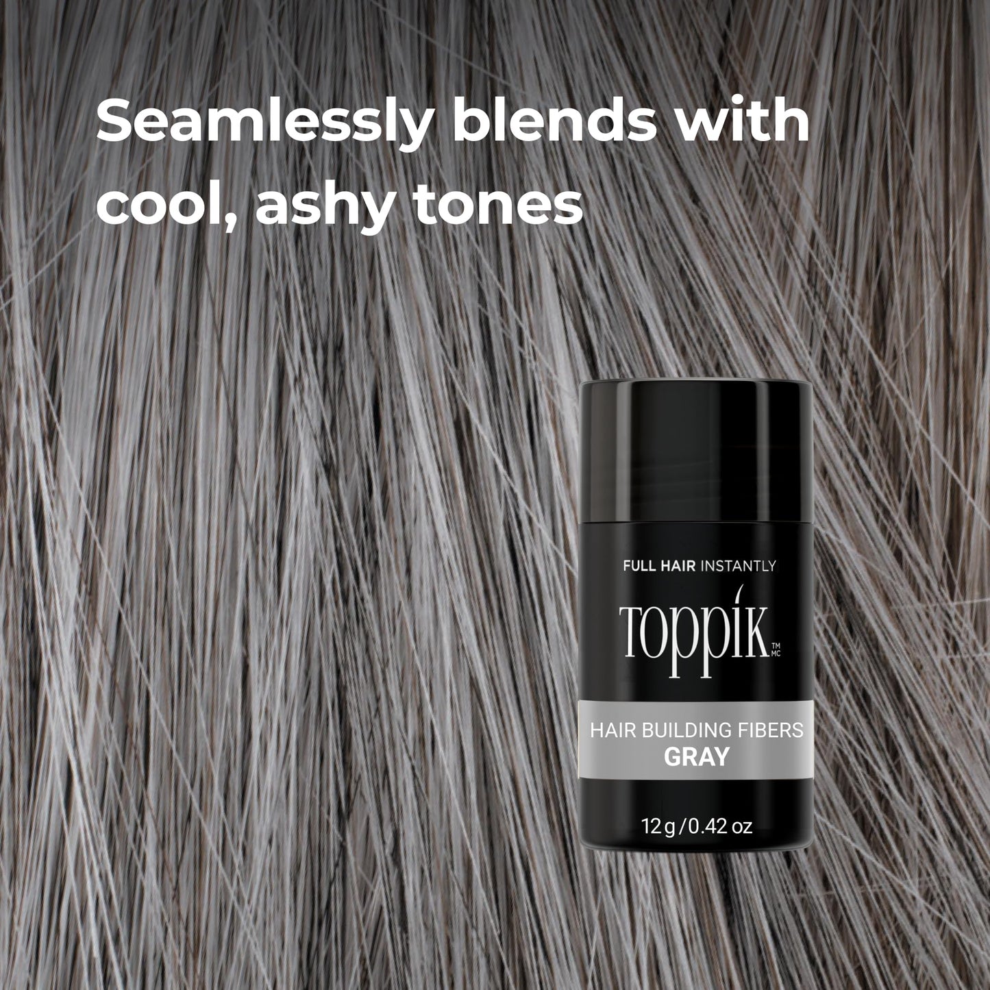 Toppik Hair Building Fibers, Gray, 55g Fill In Fine or Thinning Hair, Instantly Thicker, Fuller Looking, 9 Shades for Men & Women, Keratin Protein Formula