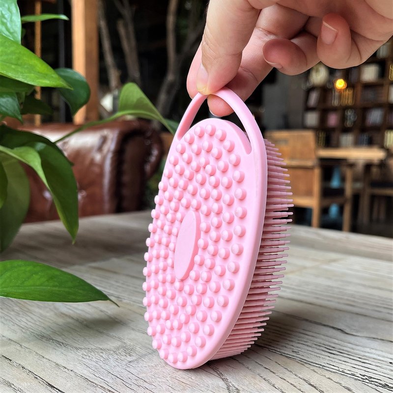 Premium Sensory Brush for Kids or Autism,Soft Silicone Body Scrubber,2 in 1 Sensory Room Occupational Therapy Brushes,Silicone Loofah,Pets Shower Brush Bath Brush Shampoo Brush(hangable-Spikes-Pink)