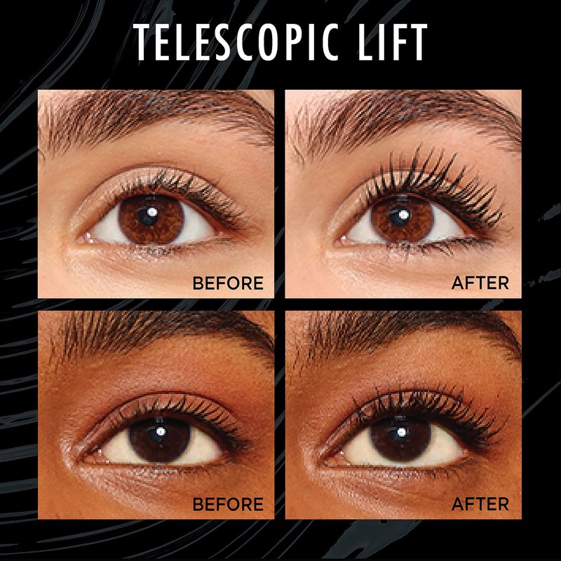 L'Oreal Paris Telescopic Lift Mascara, Lengthening and Volumizing Eye Makeup, Lash Lift with Up to 36HR Wear, Washable, Black Brown, 0.33 Fl Oz