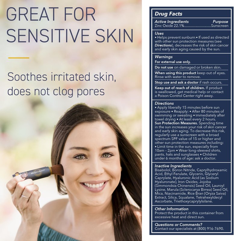 Brush On Block SPF 30 Mineral Powder Sunscreen New Formula, With Niacinamide, Hyaluronic Acid, & Vitamin C, Broad Spectrum, Water Resistant, Translucent, For All Skin Types, Reef Friendly, Mfg in USA