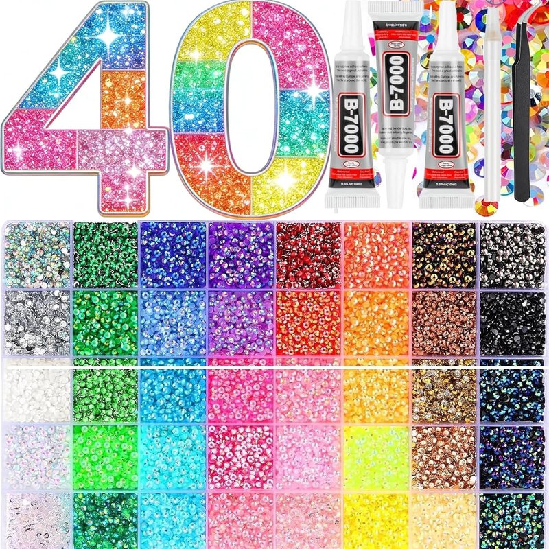 Bedazzling Kit - 3mm Flatback Rhinestones | 40 Color Jelly Resin Gems for Nails, Crafts & DIY