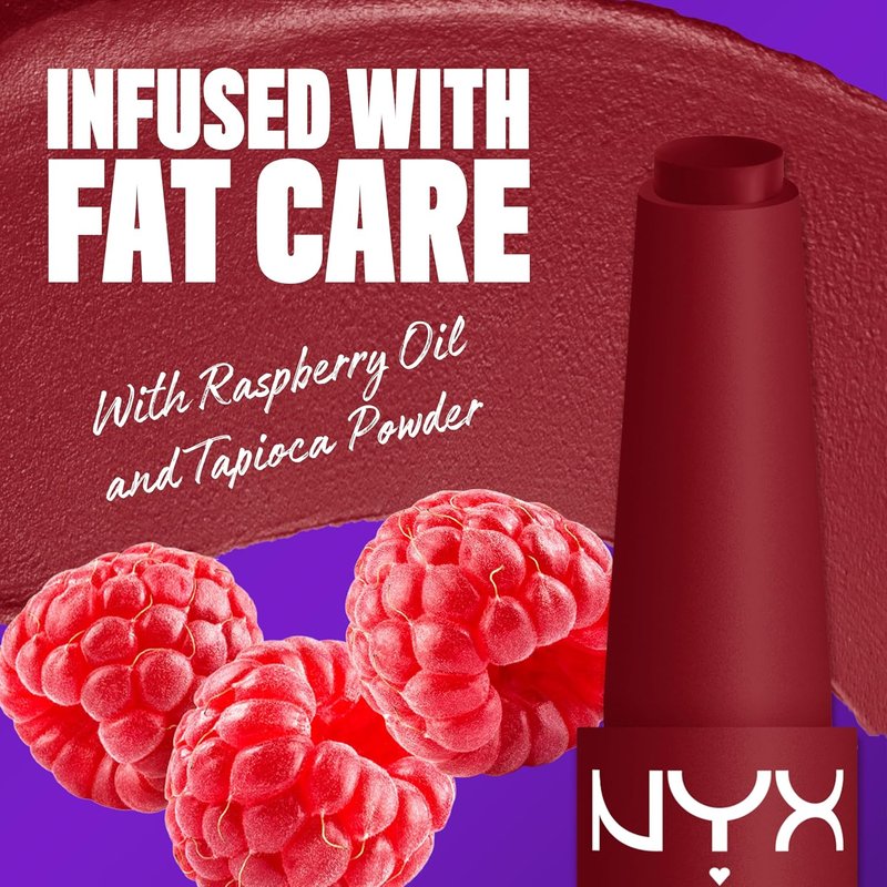 NYX Fat Matte Lipstick - Pigmented, Smoothing & Non-Drying Lip Crayon | Long Lasting Vegan Makeup - Berry Smooth