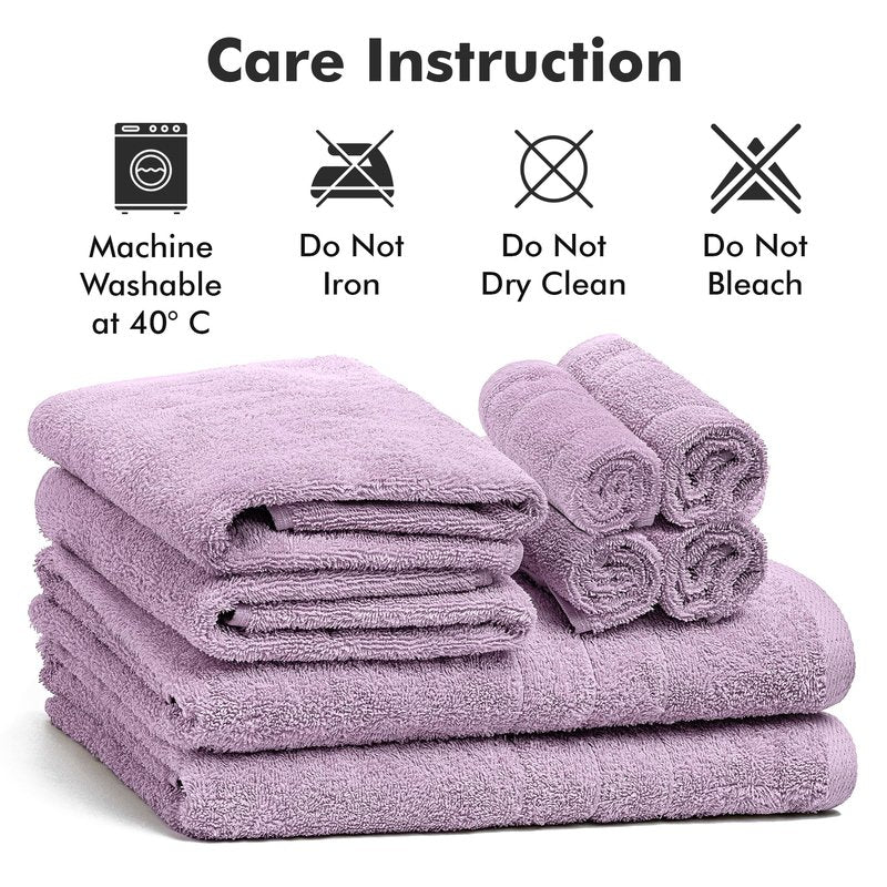 Bath Towels Set of 8 – 100% Ring Spun Cotton (Lilac) Bathroom Towel Set Bale Includes 2 Bath, 2 Hand, 4 Face Towels – 550 GSM Soft, Absorbent & Quick Dry Towel for Bathroom, Spa, Kitchen, Hotel Use