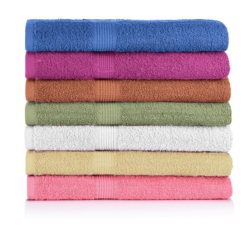 CrystalTowels 7-Pack: 27" x 52" 100% Cotton Extra-Absorbent Bath Towels (Brights)